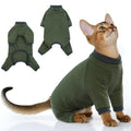 PUMYPOREITY Sticky Hair Cat Clothes Prevent Hair Loss Cat Pajamas Soft Cat Sweaters for Cats Only Cat Hair Sticky Onesie Cat Recovery Suit After Surgery Green 2XL