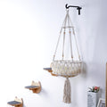 SHENGOCASE Macrame Boho Cat Hammock with 3 Steps and Wall Hook Wall Mounted Cat Bed Hanging Cat Bed for Indoor Cats Cat Swing Bed