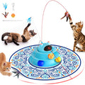Interactive Cat Toy: 5 in 1 Automatic Cat Toy for Indoor Cats Rechargeable Hide and Seek Toy with PVC Cover Battery Operated Kitten Laser Toy with Standard Accessories Pack Blue